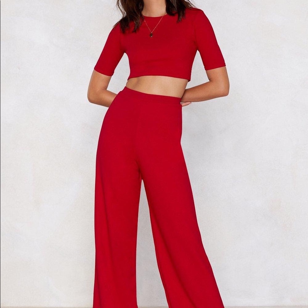 Nasty Gal crop top and pants set